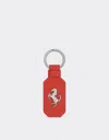 Ferrari Leather Keyring With Prancing Horse In Rosso Dino