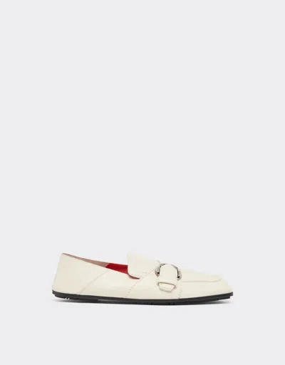 Ferrari Leather Loafers In Ecru
