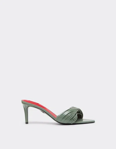 Ferrari Leather Mules With Carved Fringes In Green