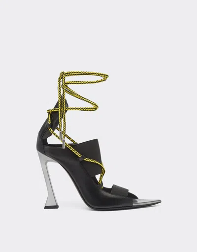 Ferrari Leather Sandals With Crossover Lace-up Fastening In Black