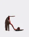 Ferrari Leather Sandals With Fringing In Tabacco