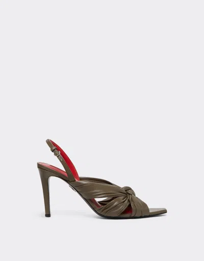 Ferrari Leather Slingback Sandal In Brown