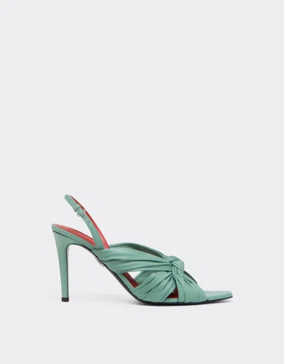 Ferrari Leather Slingback Sandal In Green
