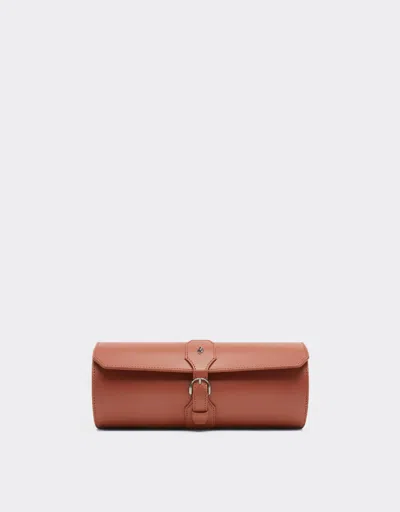 Ferrari Leather Travel Watch Case In Brown