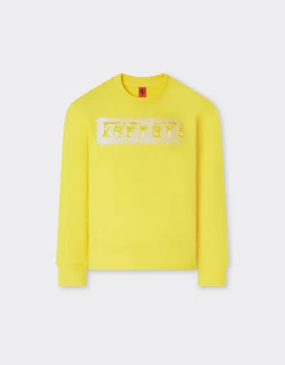 Ferrari Lightweight Sweatshirt With  Logo In Yellow