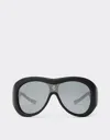 Ferrari Limited Edition  Black Leather Covered Sunglasses With Black Mirror Lens In Black