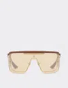 Ferrari Limited Edition  Metal And Leather Sunglasses With  Gold Mirroredlens In Brown
