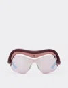 Ferrari Limited Edition  Sunglasses In Injected And Leather With Red And Light Gray Lenses In Burgundy