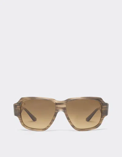 Ferrari Limited-edition Sunglasses In Green-striped Acetate, ‘  ' By Takiron, With Green Gradient Le In Mugello Green
