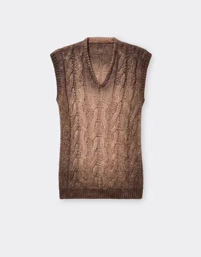 Ferrari Linen And Cashmere Vest In Brown