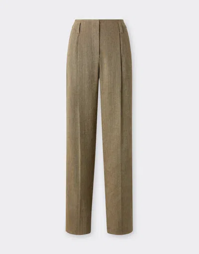 Ferrari Linen And Cotton Twill Trousers In Green