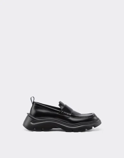 Ferrari Loafers In Brushed Leather In Black
