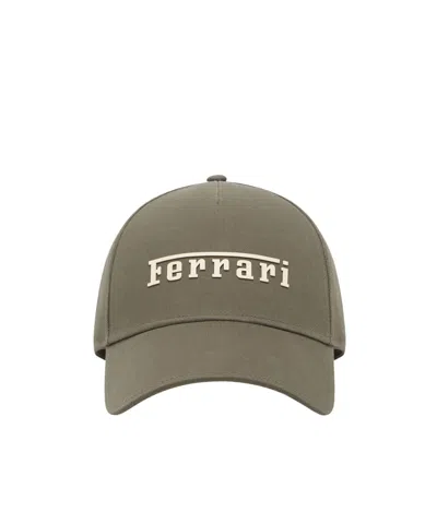 Ferrari Logo Detail Baseball Cap In Green