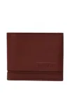Ferrari Bi-fold Leather Wallet Featuring Logo In Brown