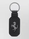 Ferrari Logo Embossed Rectangular Key Ring In Black