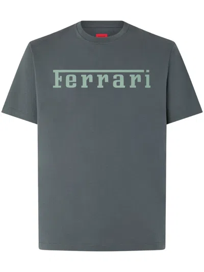 Ferrari Logo Graphic Cotton T-shirt In Gray