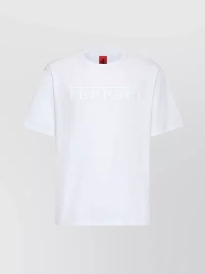 FERRARI LOGO PRINT LIGHTWEIGHT COTTON T-SHIRT