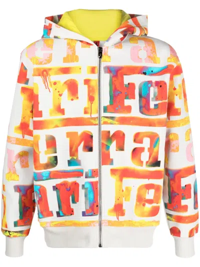 Ferrari Felpa Logo Multicolor Con Chiusura A Zip In Chalk