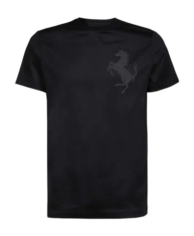Ferrari Logo Short-sleeved T-shirt In Black