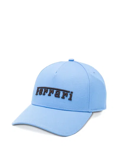 Ferrari Logo-embroidered Baseball Cap In Blue
