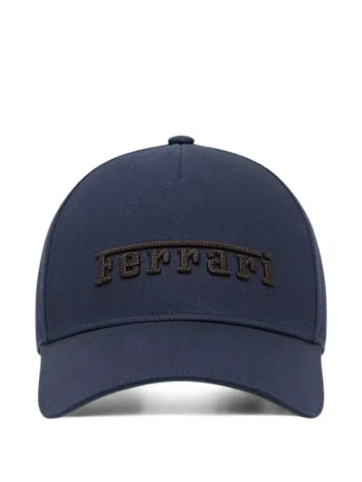 Ferrari Logo-embroidered Baseball Cap In Blue