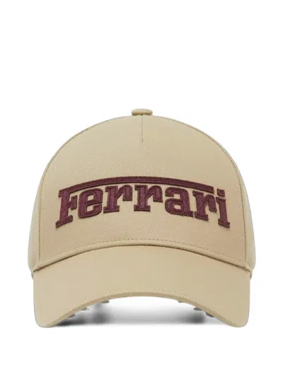 Ferrari Logo-embroidered Baseball Cap In Neutral