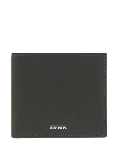 Ferrari Logo-plaque Bifold Wallet In Gray