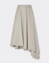 Ferrari Long Asymmetrical Skirt In Nappa Leather In Ecru