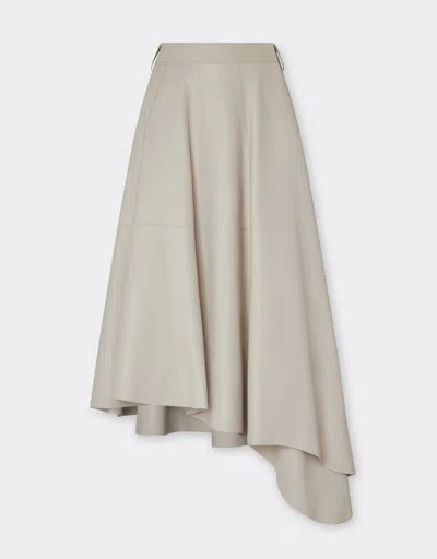 Ferrari Long Asymmetrical Skirt In Nappa Leather In Neutral