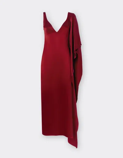 Ferrari Long Dress In Shiny Satin In Maison Red