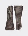 Ferrari Long Nappa Leather Driving Gloves In Brown