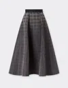 Ferrari Long Skirt In Chiné Check Printed Nylon In Multi