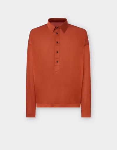 Ferrari Long-sleeved Polo Shirt In Silk Jersey