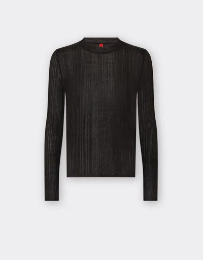 Ferrari Long-sleeved Top In Viscose And Lurex In Black