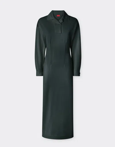 Ferrari Long-sleeved Jersey Polo Dress In Verde Mugello