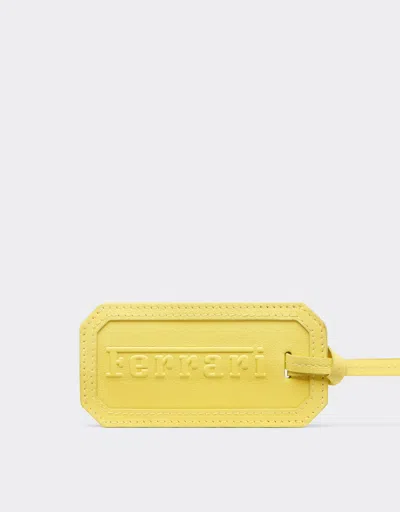 Ferrari Luggage Tag In Smooth Nappa Leather With Logo In Giallo Modena