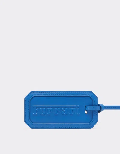 Ferrari Luggage Tag In Smooth Nappa Leather With Logo In Klein Blue