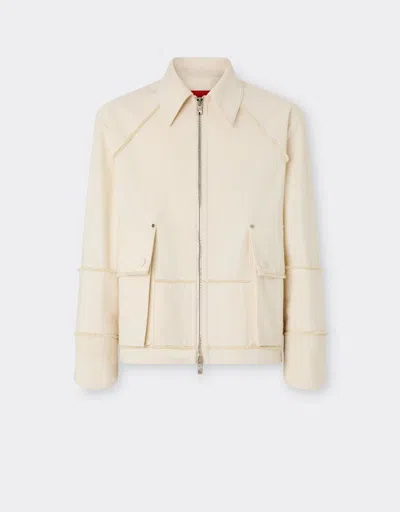 Ferrari Malfilè Cotton Jacket In Neutral