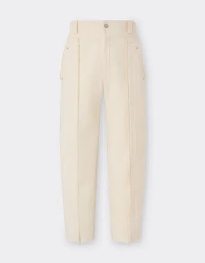 Ferrari Malfilè Cotton Trousers In Neutral