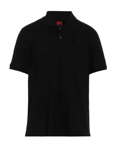 Ferrari Man Polo Shirt Black Size S Organic Cotton, Elastane