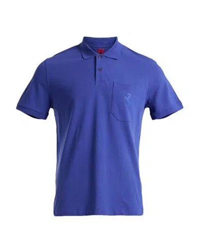 Ferrari Man Polo Shirt Blue Size M Organic Cotton, Elastane In Blue