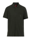 Ferrari Man Polo Shirt Dark Green Size M Organic Cotton, Elastane