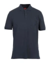 Ferrari Man Polo Shirt Navy Size L Organic Cotton, Elastane In Navy Blue