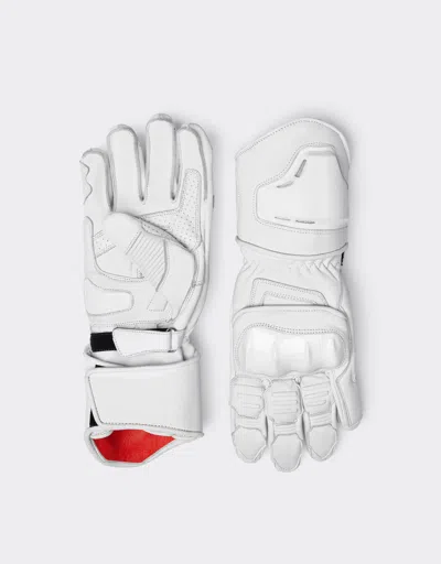 Ferrari Man Short Racing Gloves Leather In White