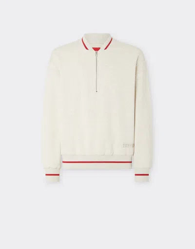 Ferrari Melange Cotton Sweatshirt In White