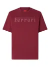 Ferrari Crew Neck Short Sleeve Fitted T-shirt In Red
