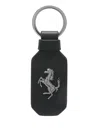Ferrari Logo Embossed Rectangular Key Ring In Black