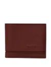 Ferrari Men Leather Wallet With Logo In Burgundy