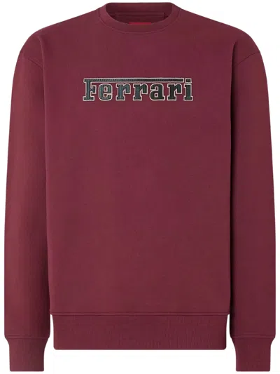 Ferrari Men's Mini Logo Cotton Sweater In Burgundy