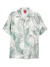 Ferrari Short-sleeved Silk Shirt With Camp Collar In Black